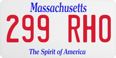 MA license plate 299RH0
