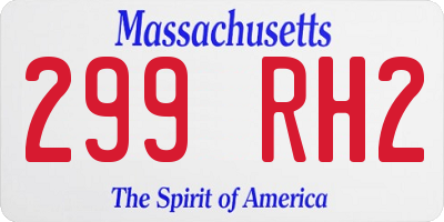 MA license plate 299RH2