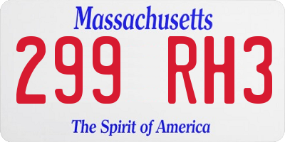 MA license plate 299RH3