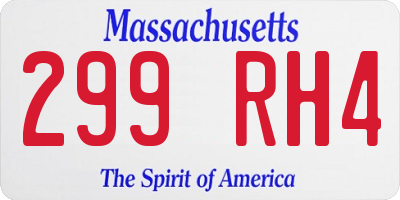 MA license plate 299RH4