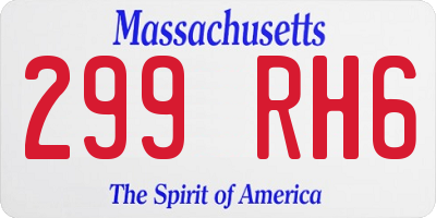 MA license plate 299RH6