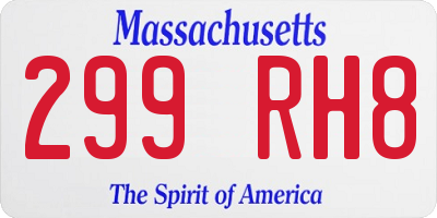 MA license plate 299RH8