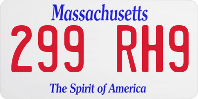 MA license plate 299RH9