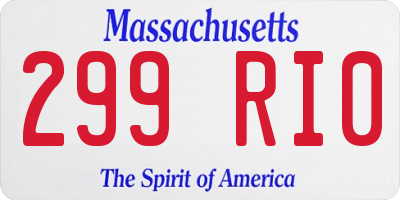 MA license plate 299RI0