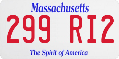 MA license plate 299RI2