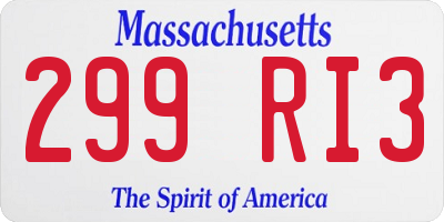 MA license plate 299RI3