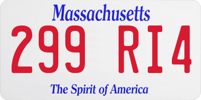 MA license plate 299RI4