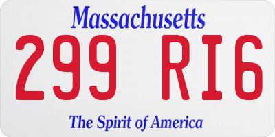 MA license plate 299RI6