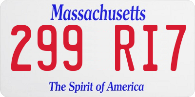 MA license plate 299RI7