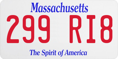 MA license plate 299RI8
