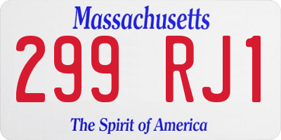 MA license plate 299RJ1