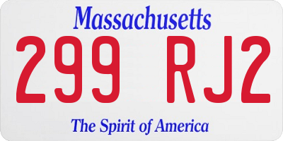 MA license plate 299RJ2