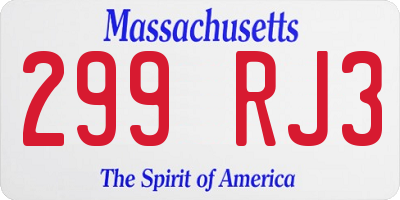 MA license plate 299RJ3