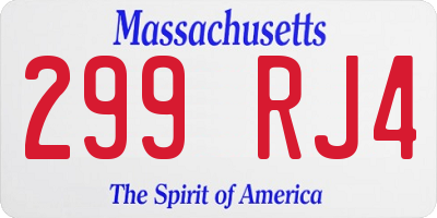 MA license plate 299RJ4