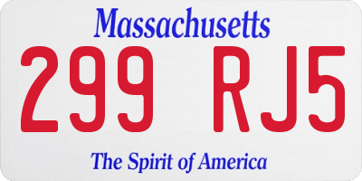 MA license plate 299RJ5