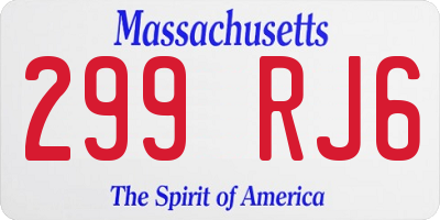 MA license plate 299RJ6