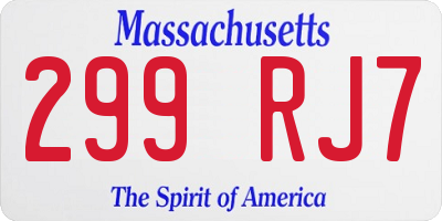 MA license plate 299RJ7