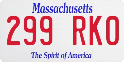 MA license plate 299RK0