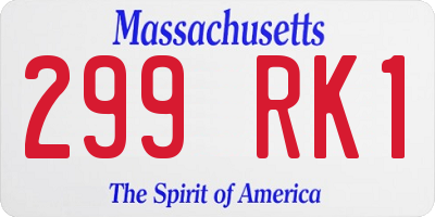 MA license plate 299RK1