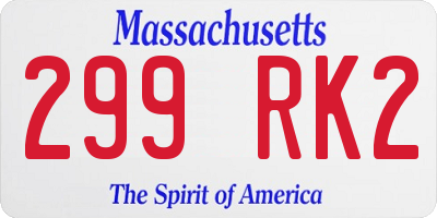 MA license plate 299RK2