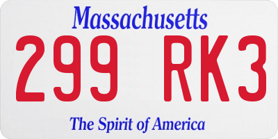 MA license plate 299RK3