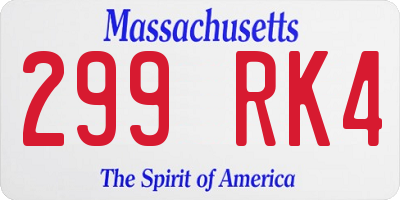 MA license plate 299RK4