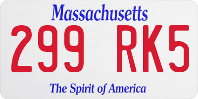 MA license plate 299RK5