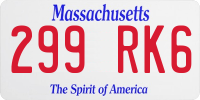 MA license plate 299RK6