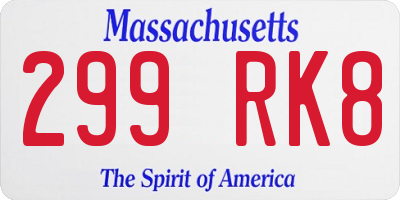 MA license plate 299RK8