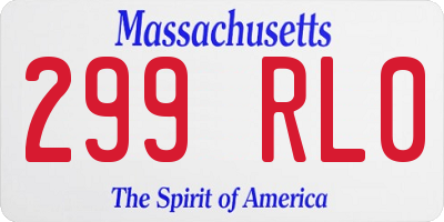 MA license plate 299RL0