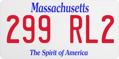 MA license plate 299RL2