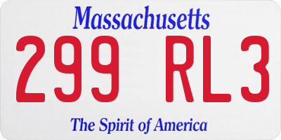 MA license plate 299RL3