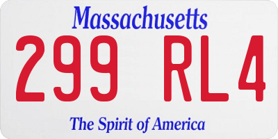 MA license plate 299RL4