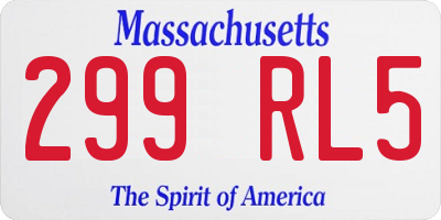 MA license plate 299RL5