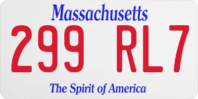 MA license plate 299RL7