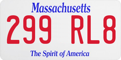 MA license plate 299RL8
