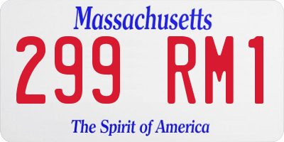 MA license plate 299RM1