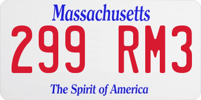 MA license plate 299RM3