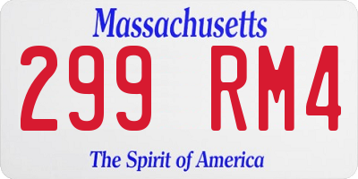 MA license plate 299RM4