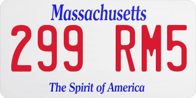 MA license plate 299RM5
