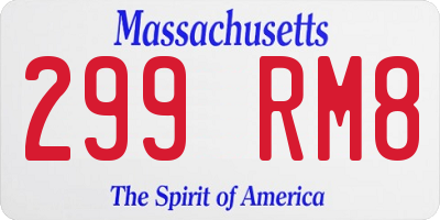 MA license plate 299RM8