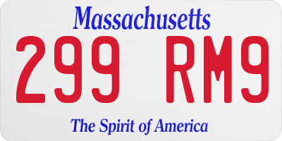 MA license plate 299RM9