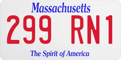MA license plate 299RN1