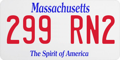 MA license plate 299RN2