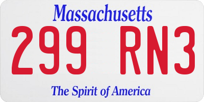 MA license plate 299RN3