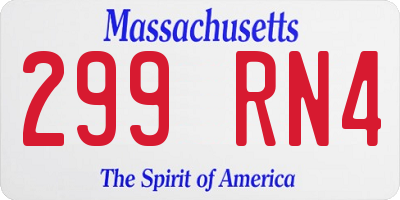 MA license plate 299RN4