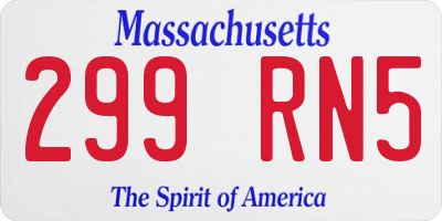 MA license plate 299RN5