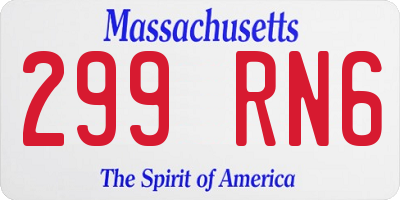 MA license plate 299RN6