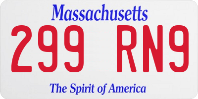 MA license plate 299RN9