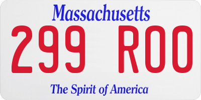 MA license plate 299RO0